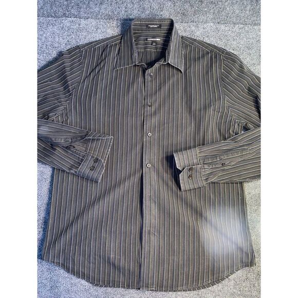 Express Dress Shirt Men's L Multi Striped Stretch‎ Cotton Modern Fit Button Down - Picture 1 of 8